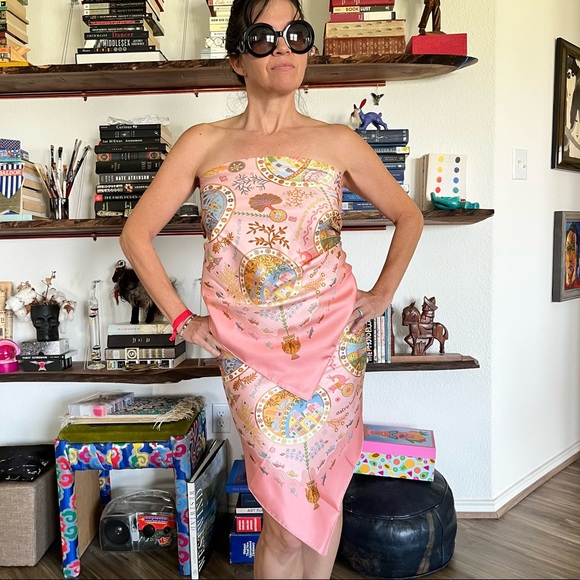 Hermes Escales Méditerranéennes Mousseline Fish Aquatic Pink Scarf Shawl - Picture 2 of 13